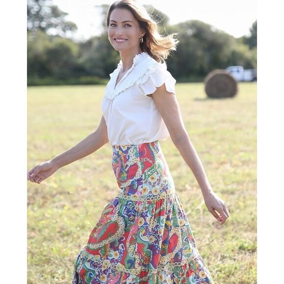 CK Bradley Colorful Maxi Skirt Tiered Boho Festival Style S Cotton Blend - Picture 2 of 12